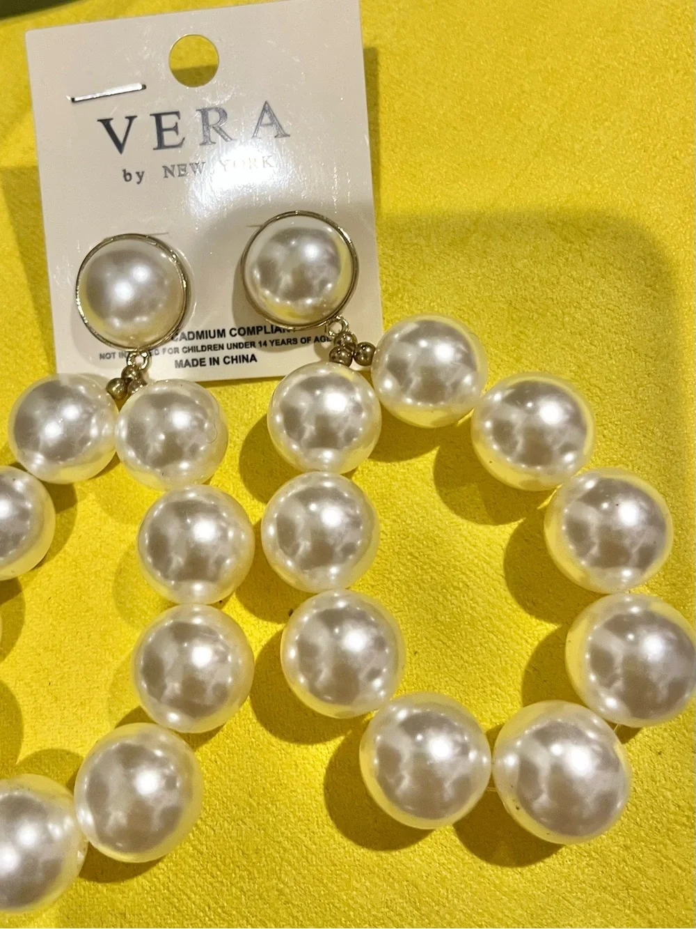 Vera Bradley Pearl Hoop Earrings in White